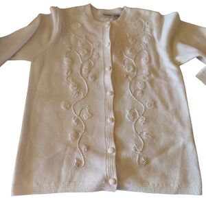 Classic Elements White Floral Embroidered Cardigan